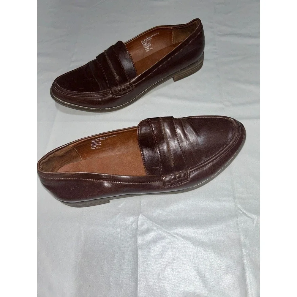 Universal Thread Brown Penny Loafers Womens Size 11 F16893026 Slip On Flats